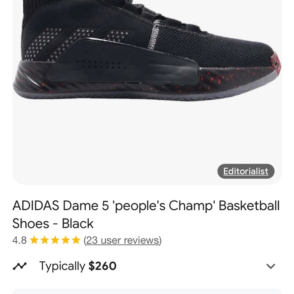 Men's Adidas Dame 5 Basketball Black Athletic Shoes, size 11.5 - Picture 7 of 7